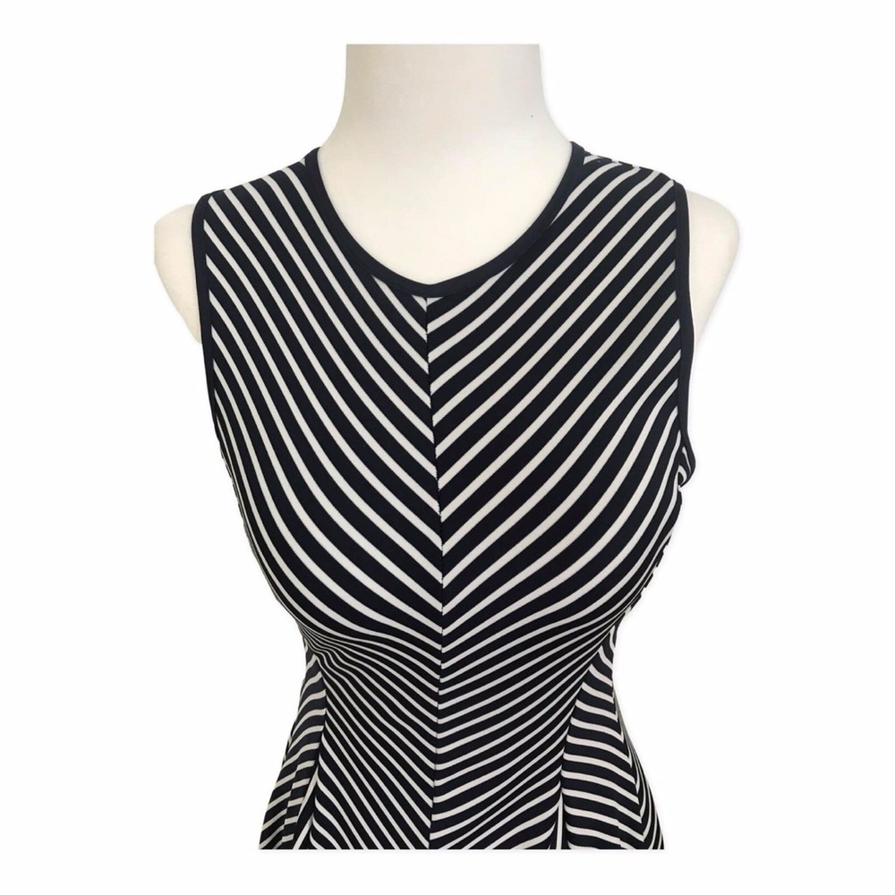 Sophia + Zeke Navy Blue Striped A-Line Dress EUC Size XL - Picture 3 of 9